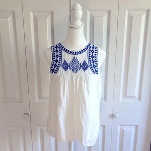 J. Crew embroidered Linen top